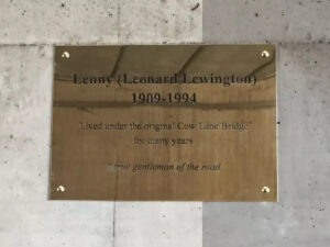 Brass plaque dedicated to Leonard Lewington