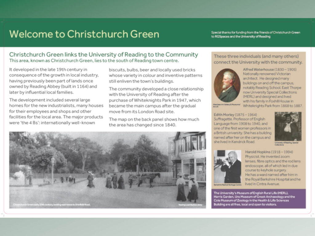Christchurch Green information panel close-up