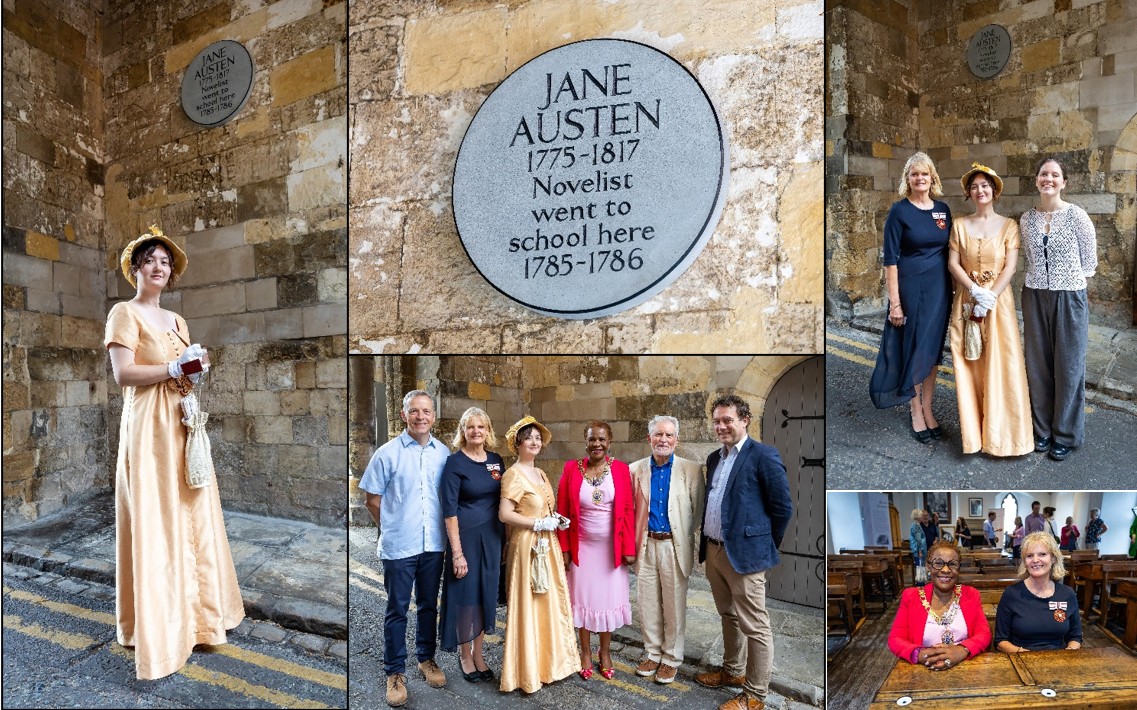 Jane Austen Montage 2 Montage of photographs from unveiling of Jane Austen plaque - June 2025
